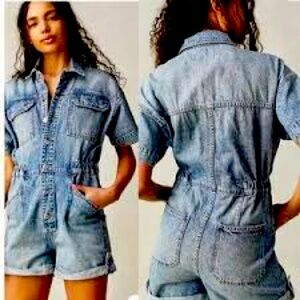 NEW We the Free FREE PEOPLE marci cuffed shortalls in Marrakesh size Medium NWT